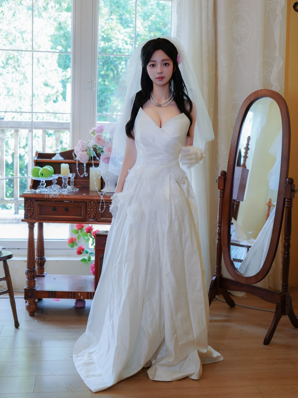 [婚纱写真]洁白婚纱 有漏奶子 朱朱上架婚纱套图 她穿上婚纱样子能不能满足你的幻想呢