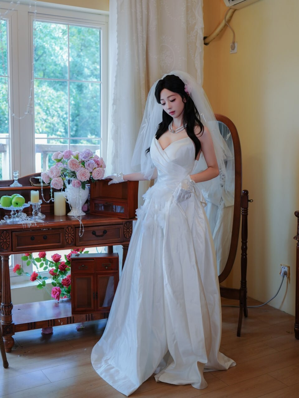 [婚纱写真]洁白婚纱 有漏奶子 朱朱上架婚纱套图 她穿上婚纱样子能不能满足你的幻想呢